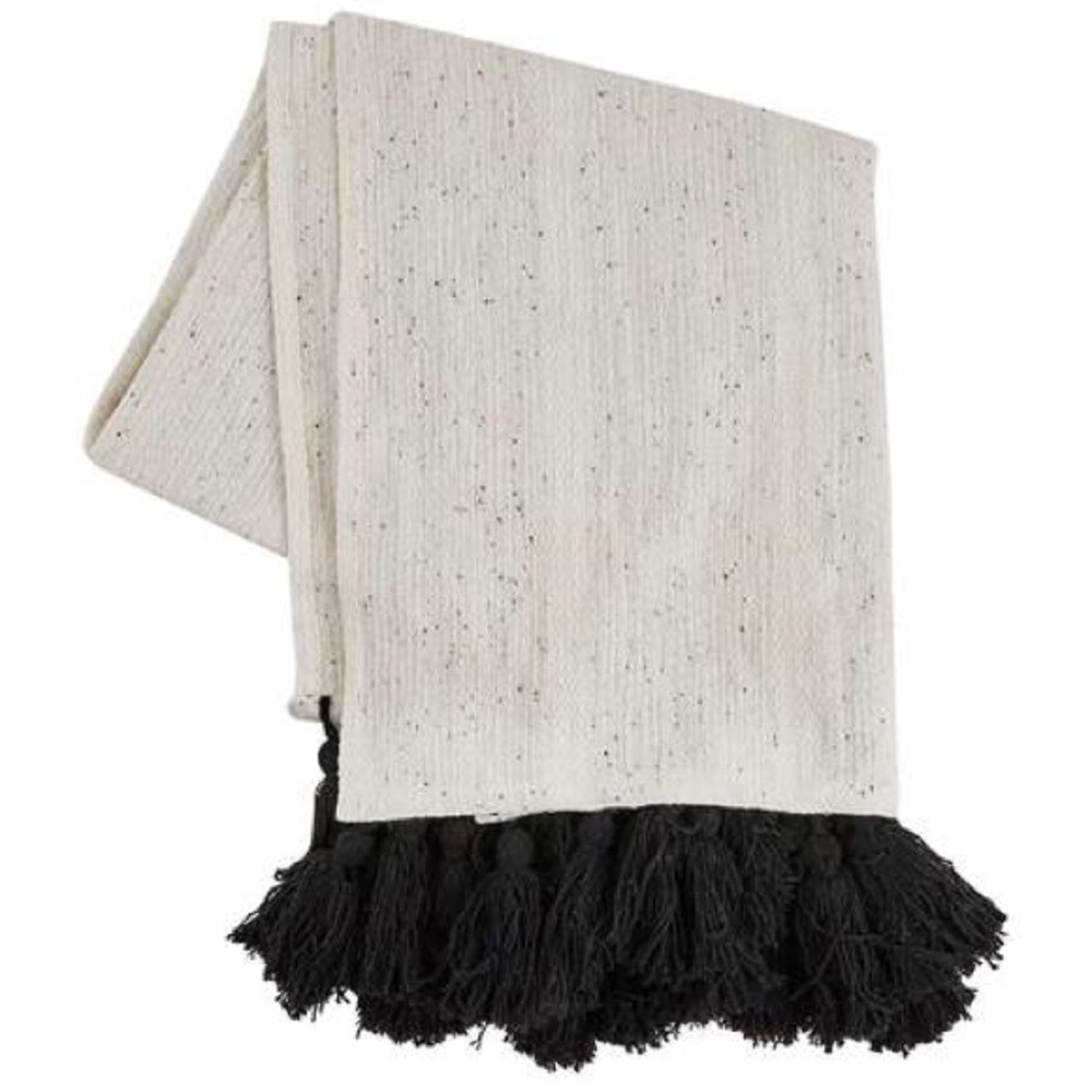 NWT Tribe Alive Tassel Throw Blanket, Black